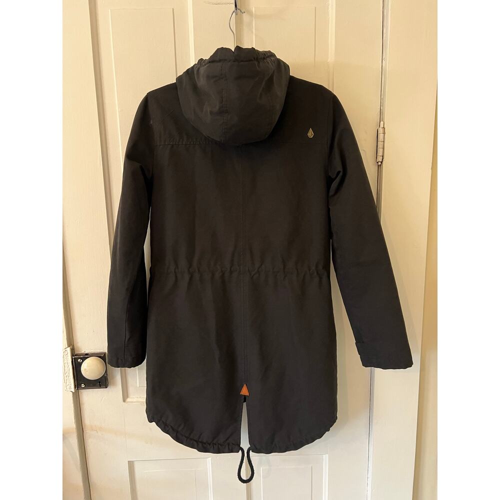 Volcom Walk On By Parka Sherpa Lined black Jacket Women’s Xs coat canvas long - Picture 2 of 5
